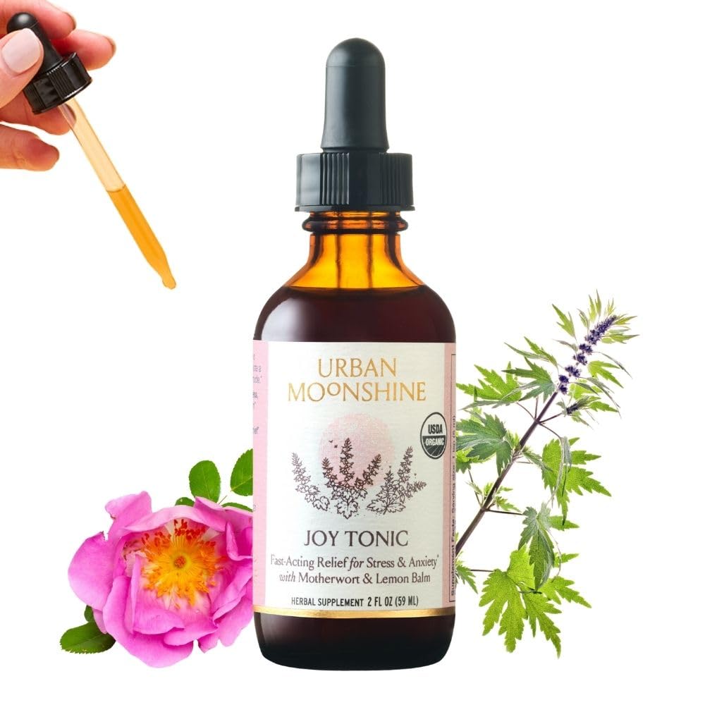 Urban Moonshine Joy Tonic bottle with pour for quick mood support