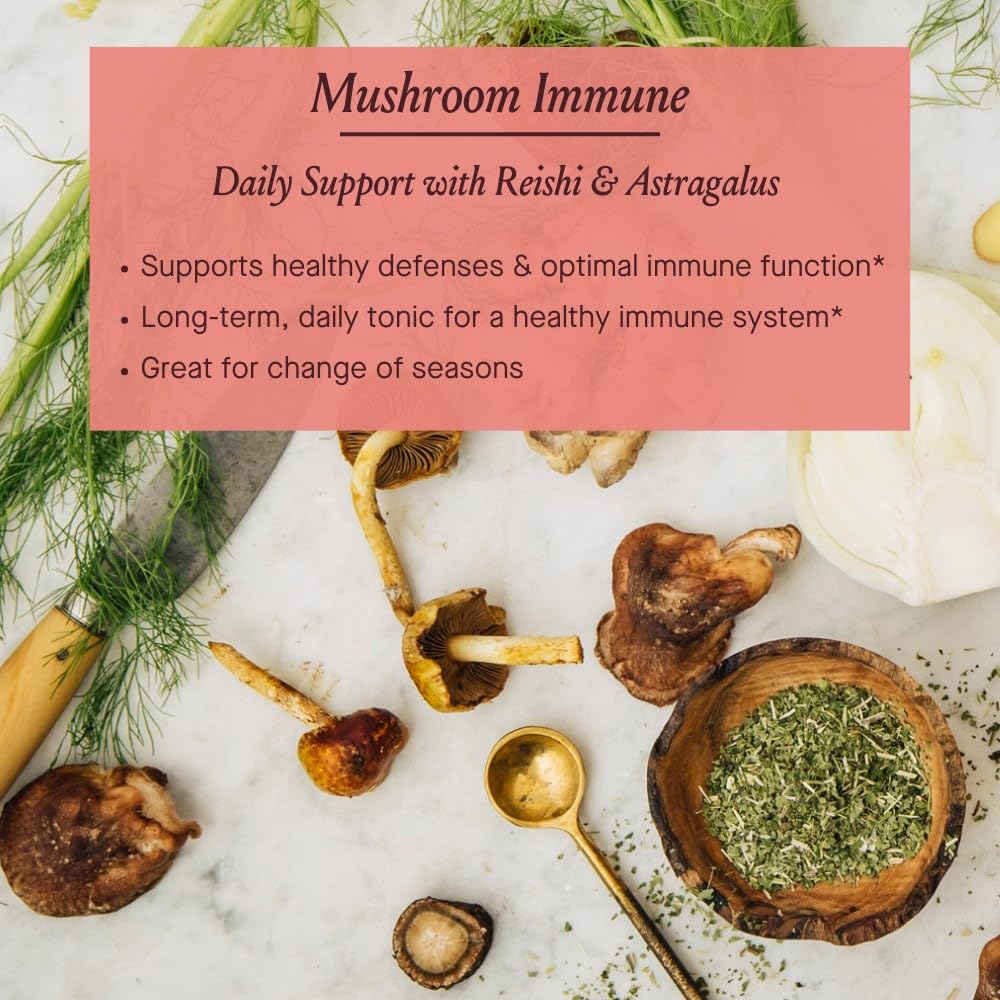 Urban Moonshine Mushroom Immune label close-up highlighting reishi for balance.