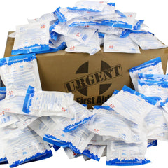Urgent First Aid case of 125 instant cold packs for rapid on-site treatment.
