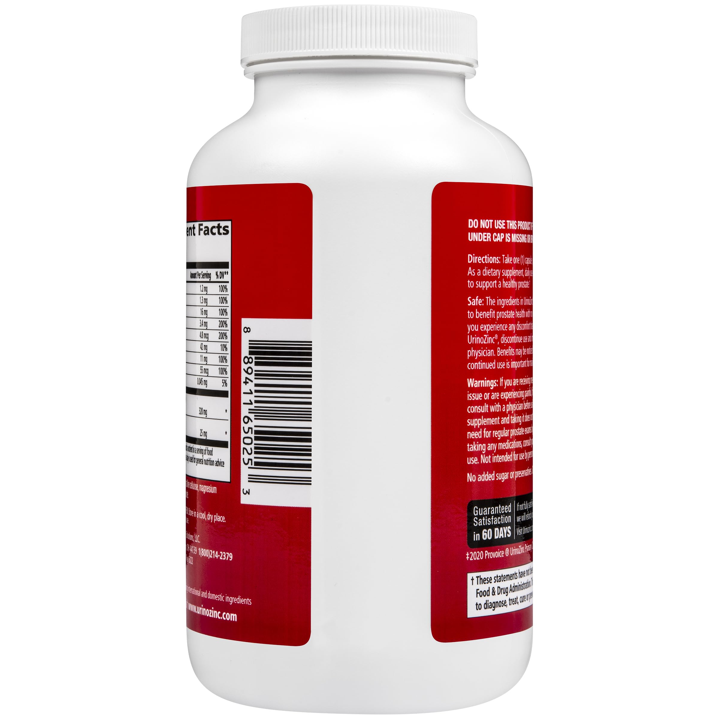 Urinozinc Classic capsules shown for easy once-a-day use.