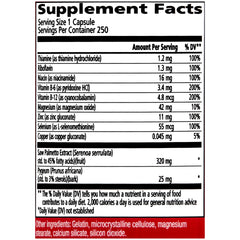 Urinozinc Classic ingredients label highlights zinc and saw palmetto.