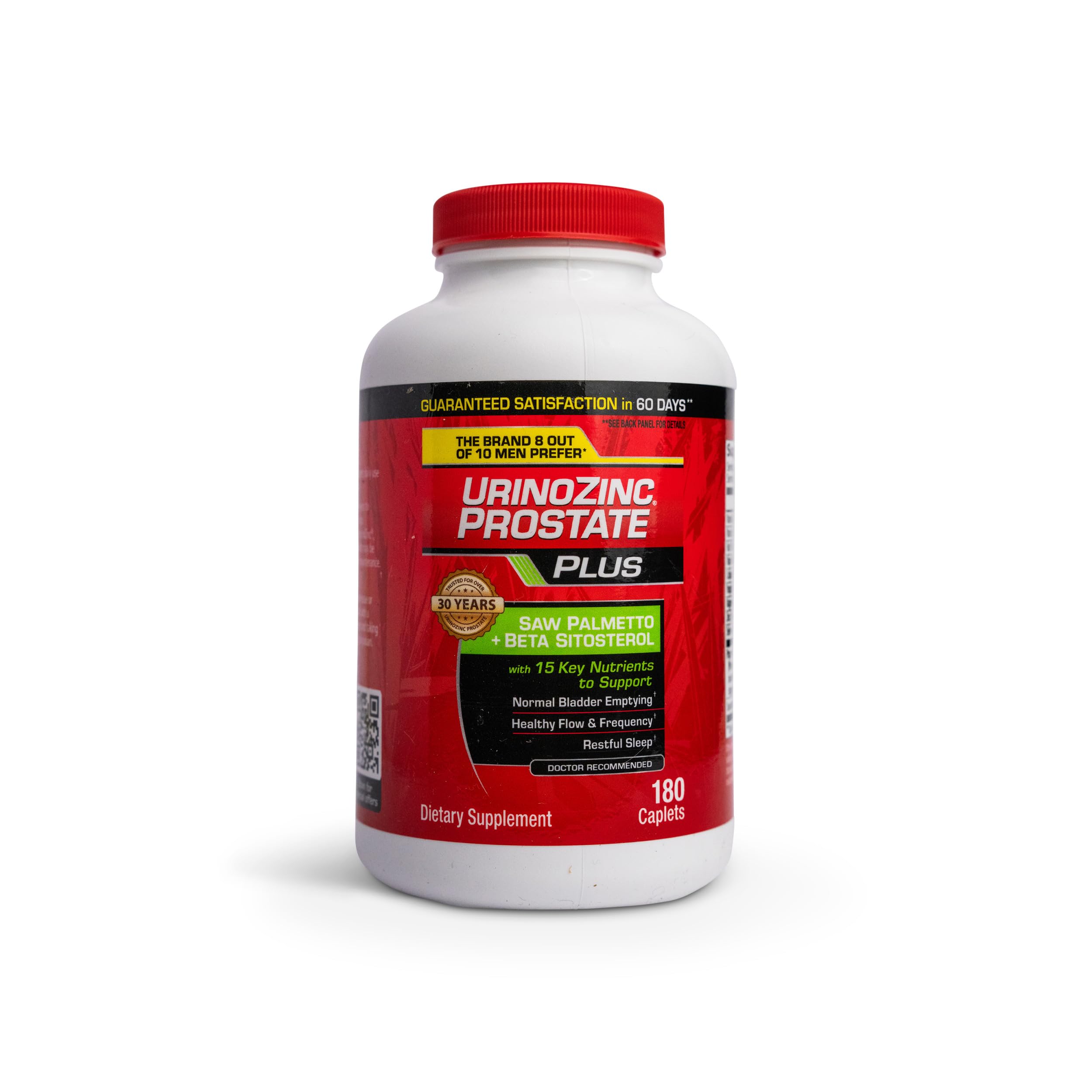 Urinozinc Plus bottle front label for daily prostate support.