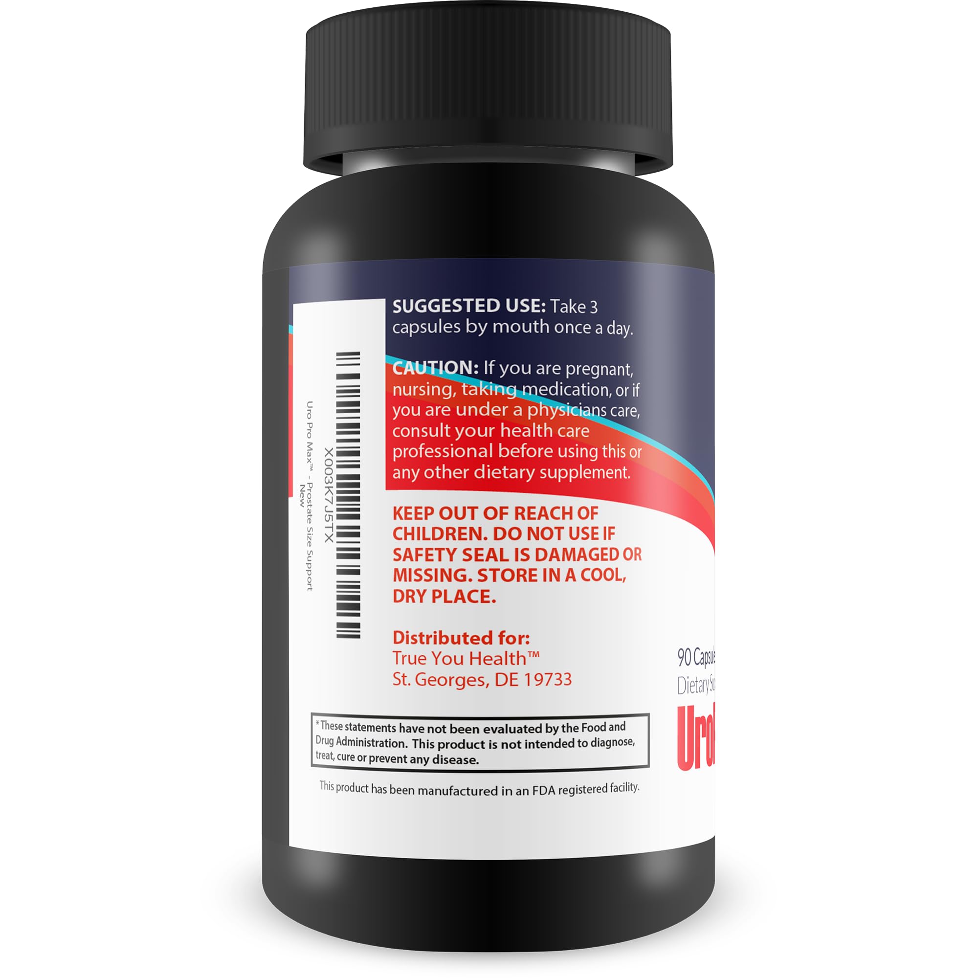 URO Pro Max label closeup notes 20+ ingredients including vitamins.