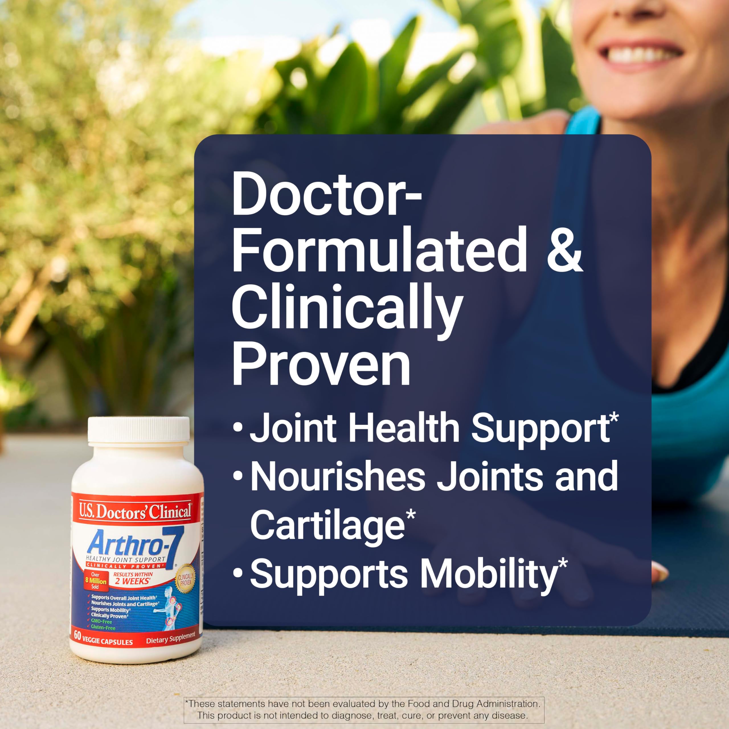 US Doctors' Clinical Arthro-7 bottle label emphasizing ingredients for joint health.