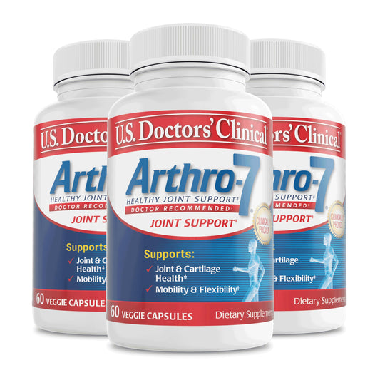 US Doctors' Clinical Arthro-7 bottle displaying joint support formula.