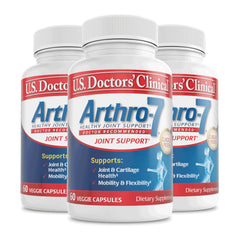 US Doctors' Clinical Arthro-7 bottle displaying joint support formula.
