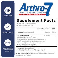 Turmeric root with Arthro-7 packaging highlighting turmeric-based formula.