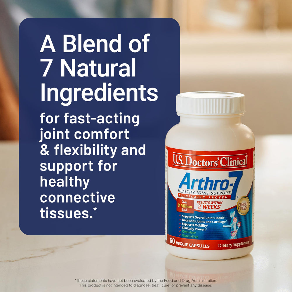 Etiqueta de Arthro-7 destacando curcuma y vitamina C para cartílago.