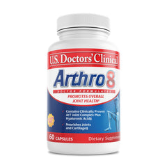 U.S. Doctors’ Clinical Arthro8 bottle with capsules supports joint comfort and daily mobility.