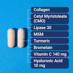Arthro8 ingredient blend capsules highlight collagen, turmeric, and hyaluronic acid support.