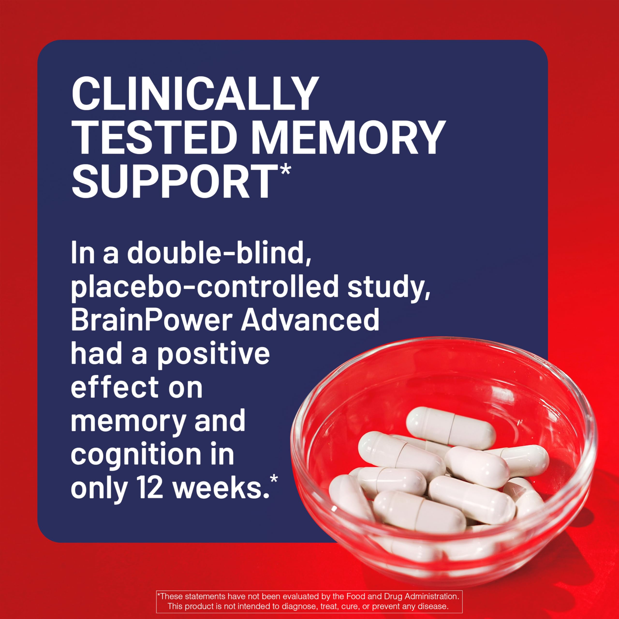 BrainPower Advanced bottle label highlighting 15 brain-boosting ingredients