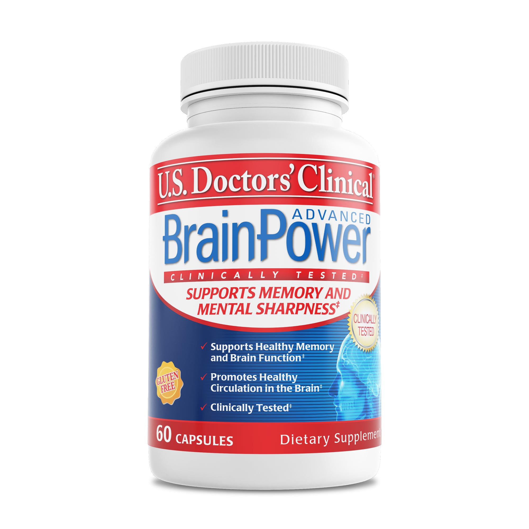US Doctors' Clinical BrainPower Advanced bottle with capsules for memory support