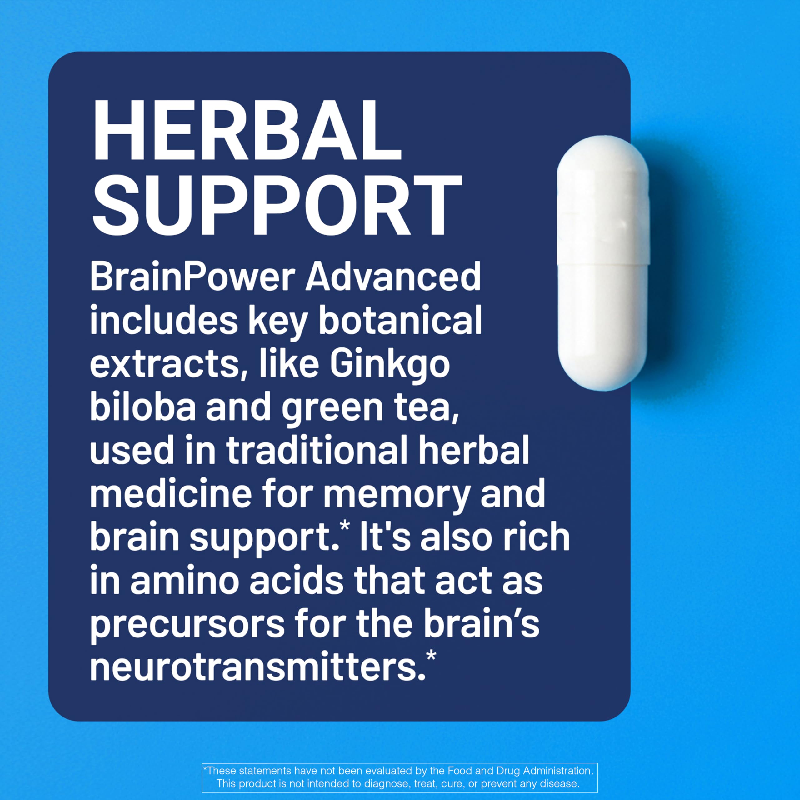 BrainPower Advanced featuring ginkgo biloba and green tea for memory support