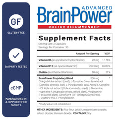 BrainPower Advanced capsules manufactured in the USA in a cGMP facility