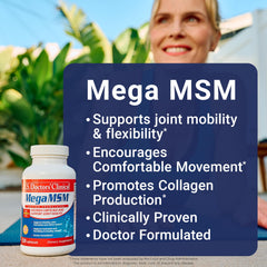 US Doctors’ Clinical Mega MSM bottle side shows compact capsule format for daily use.