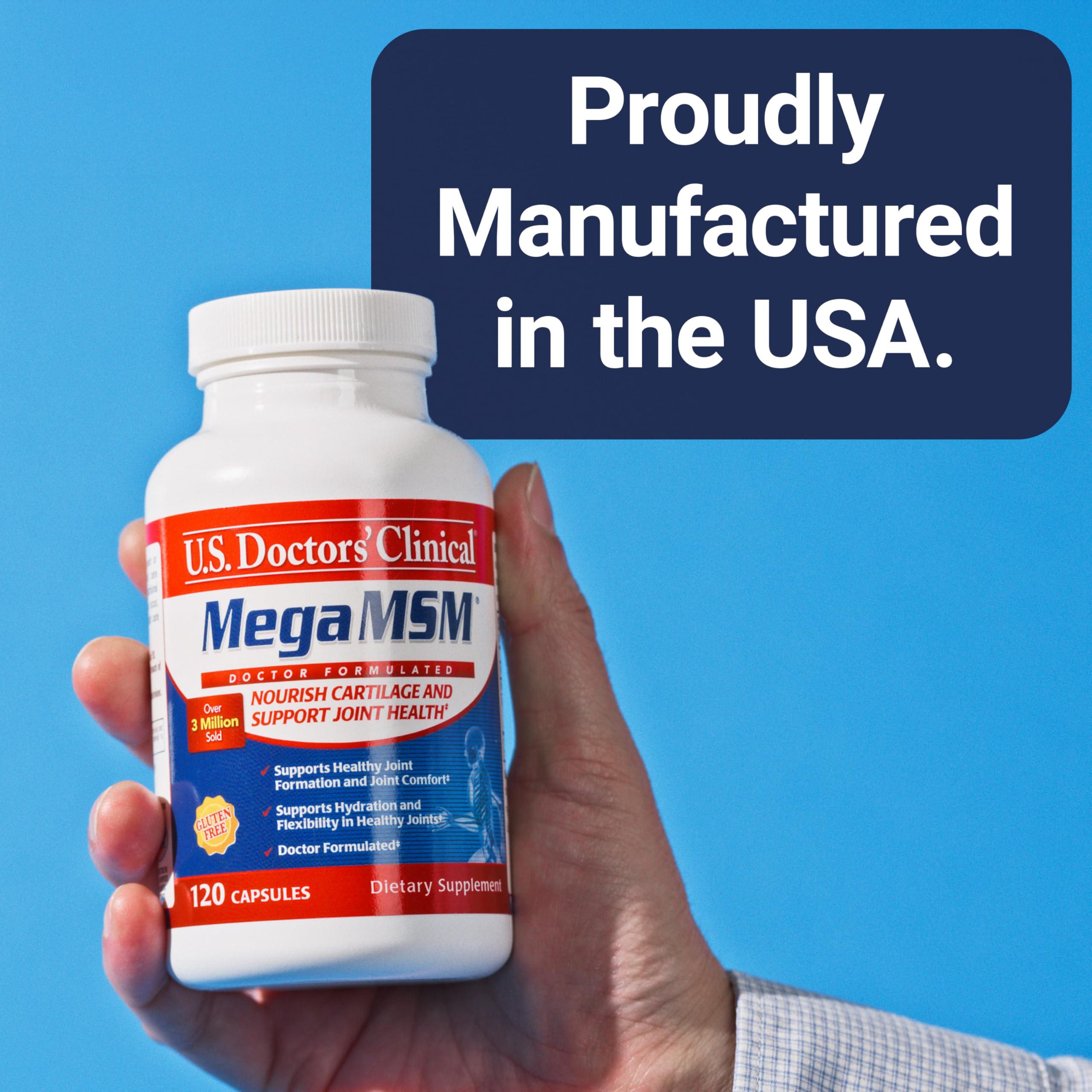 US Doctors’ Clinical Mega MSM packaging on display signals trusted, doctor-formulated support.