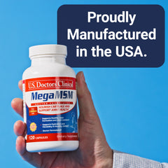 US Doctors’ Clinical Mega MSM packaging on display signals trusted, doctor-formulated support.