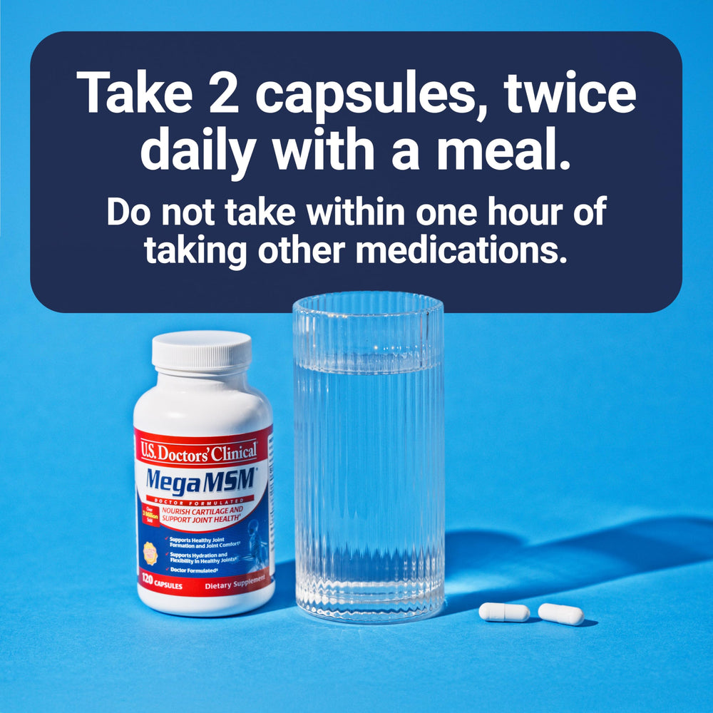US Doctors’ Clinical Mega MSM store display conveys reliable joint health support.
