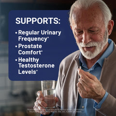 Prostata capsules depicted as part of a daily routine for urinary wellness.