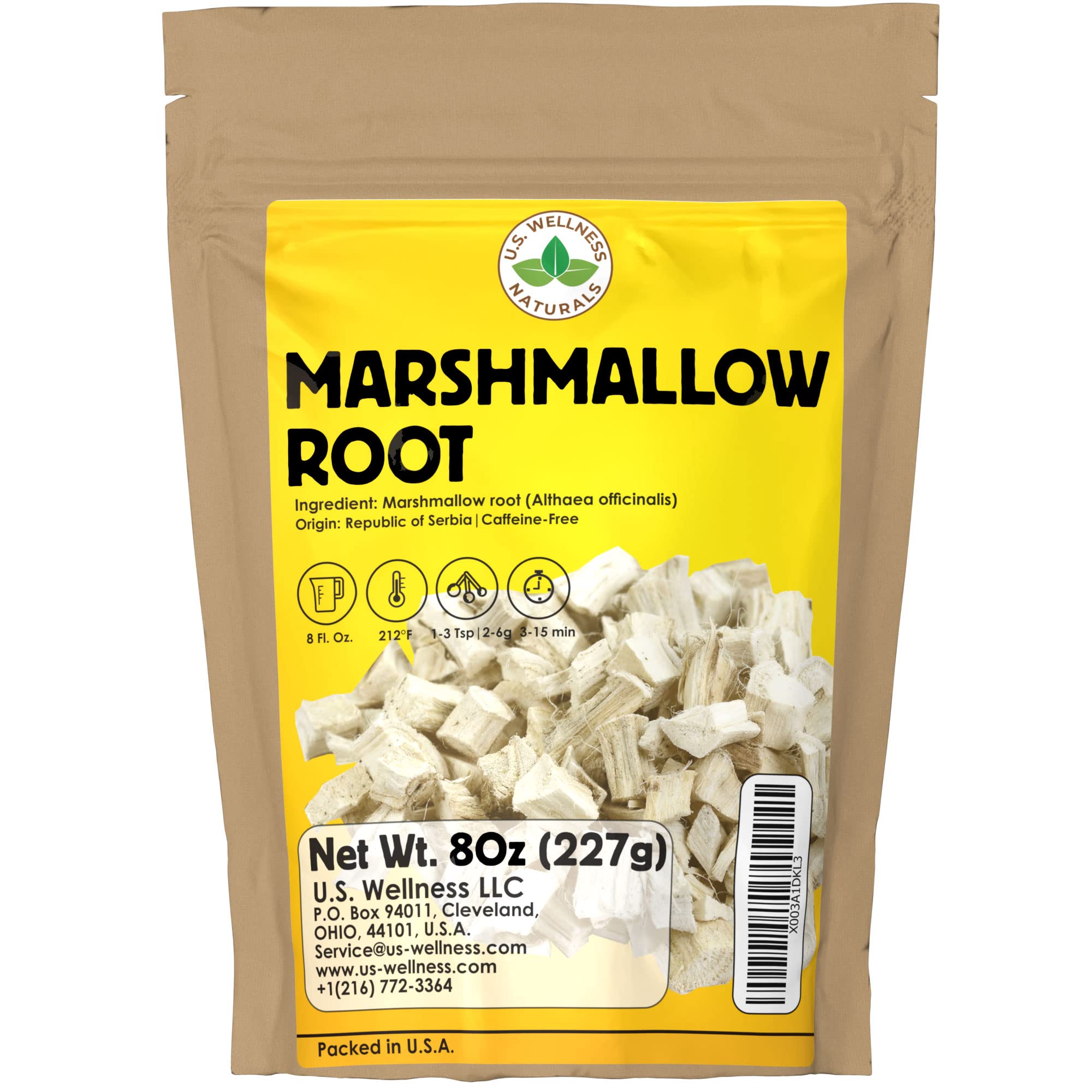 US Wellness Naturals marshmallow root tea dried chunky pieces for a hearty infusion.