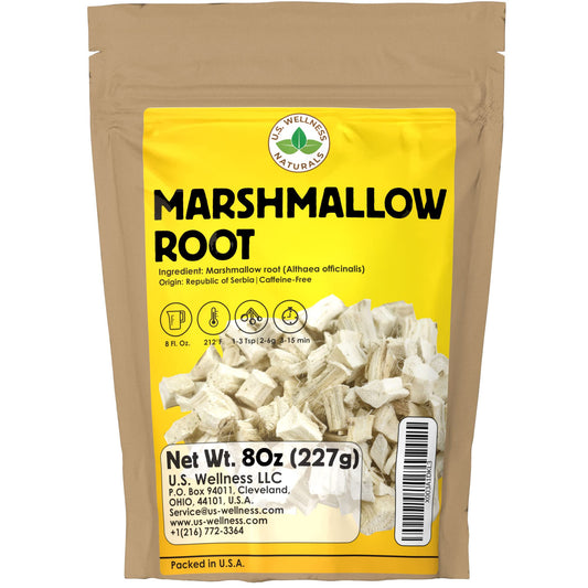 US Wellness Naturals marshmallow root tea dried chunky pieces for a hearty infusion.
