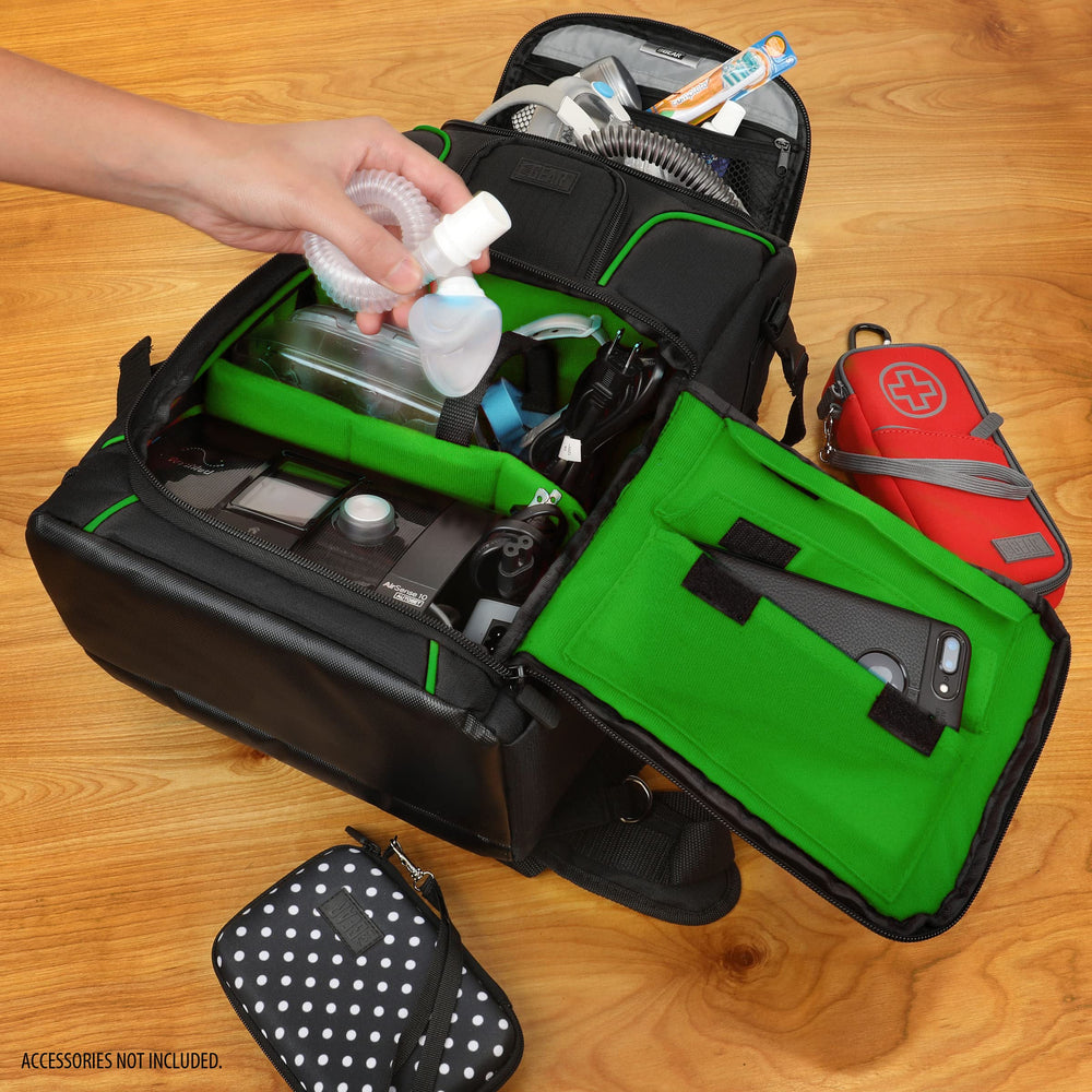 USA Gear CPAP backpack rain cover protecting gear during travel