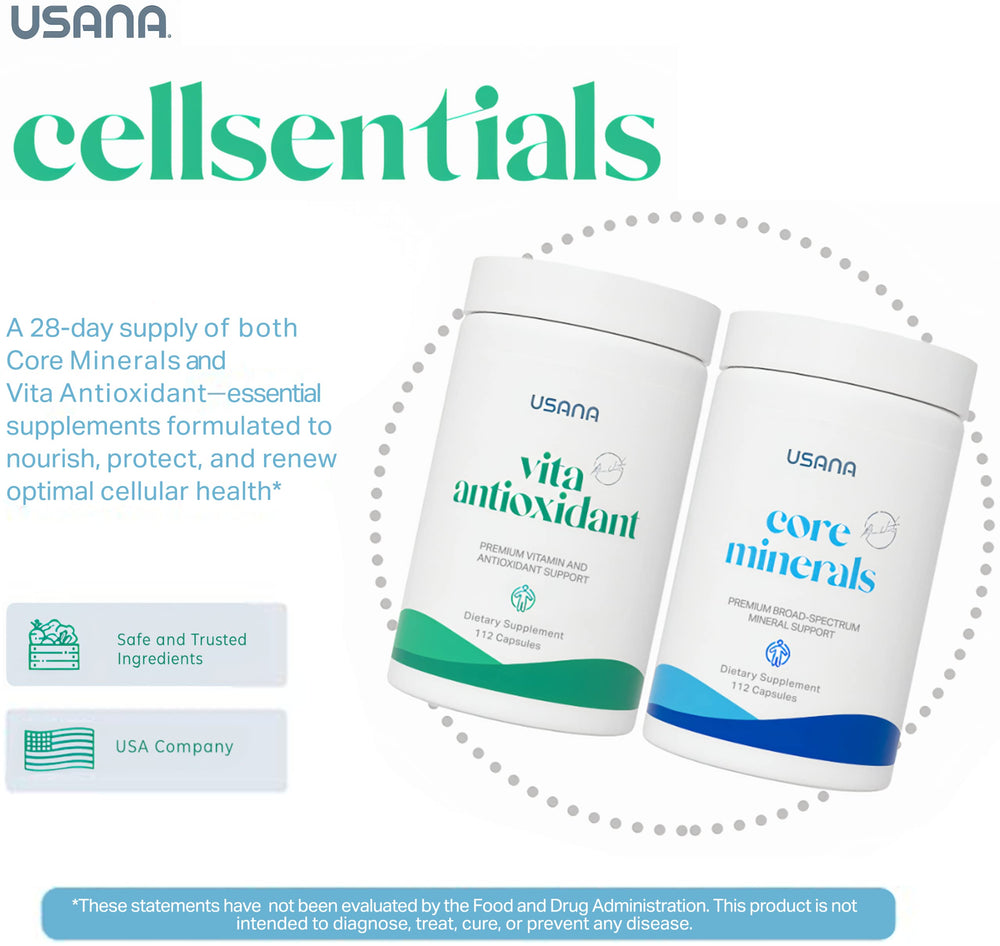 USANA CellSentials Vita Antioxidant bottle label emphasizing antioxidant protection.