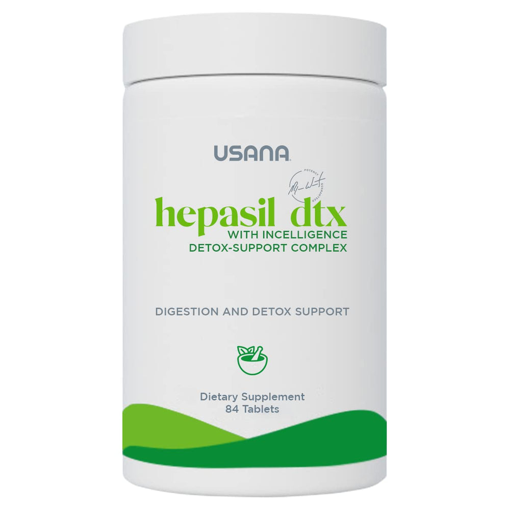 USANA Hepasil DTX bottle front highlighting detox support on the label