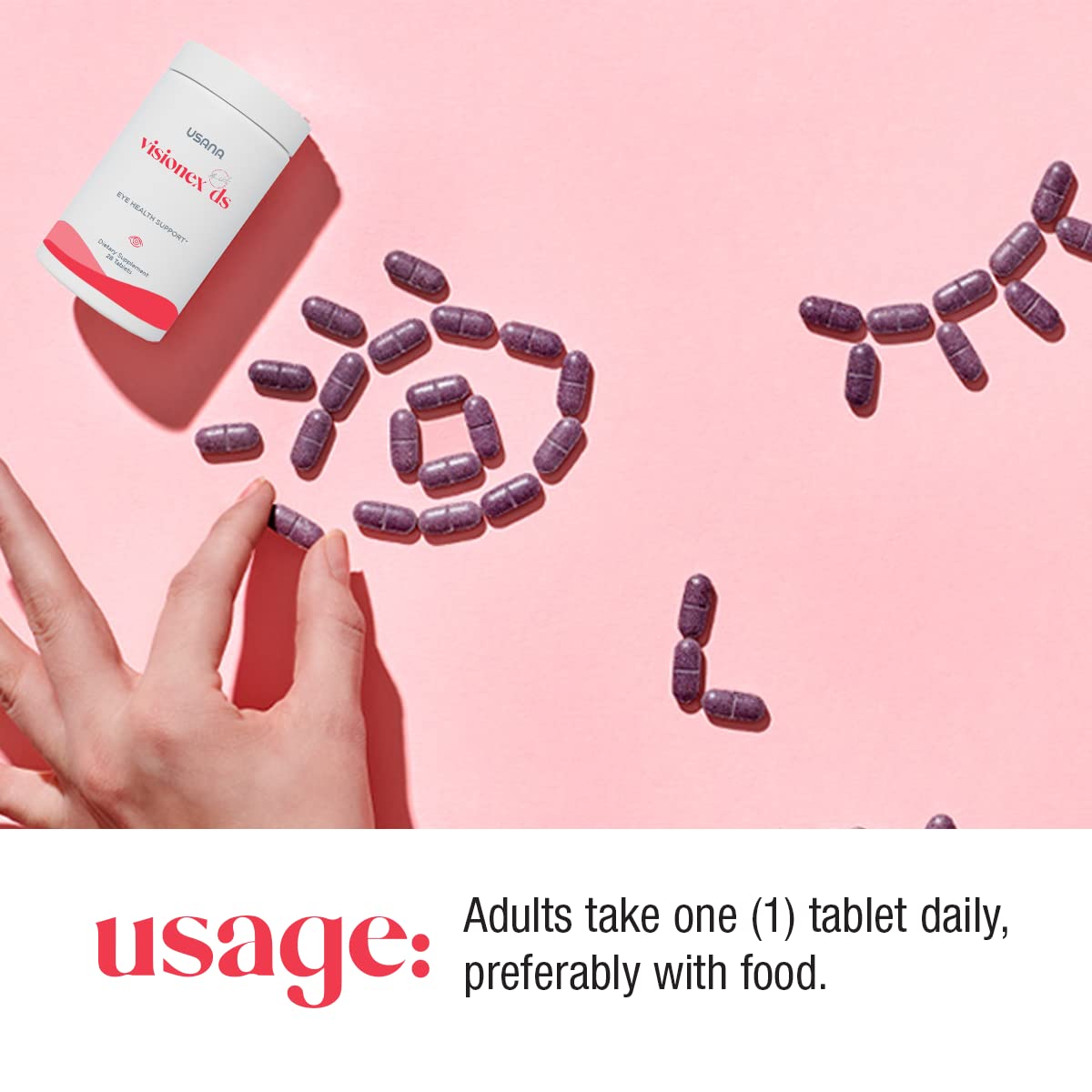 USANA Visionex DS label highlights vitamin C and collagen support benefits