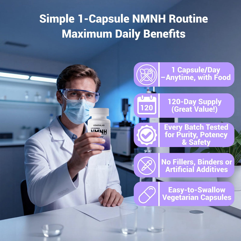 USMIRALAB convenient daily routine with bottle alongside coffee or water