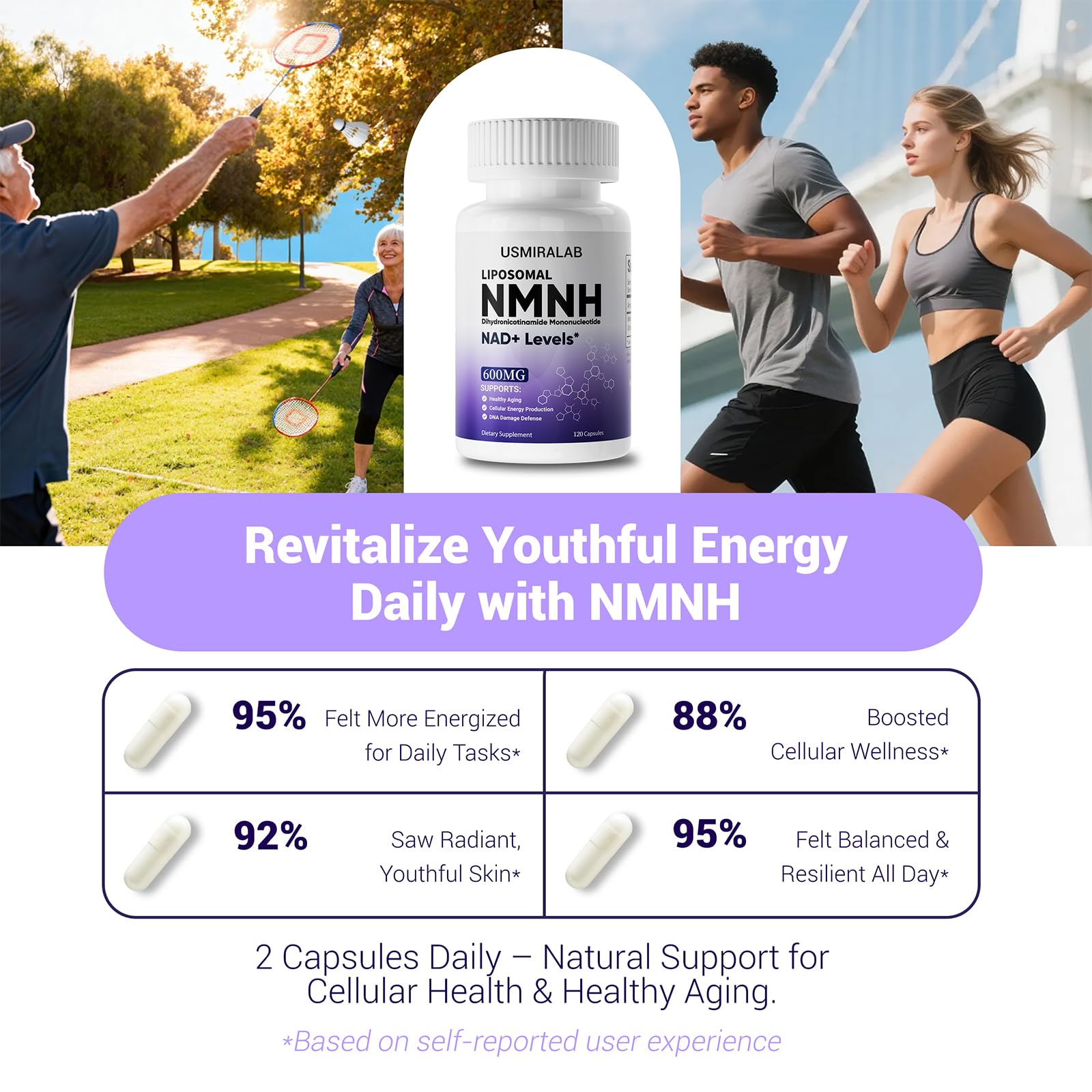 USMIRALAB NAD+ boost concept visualizing energy and mental clarity