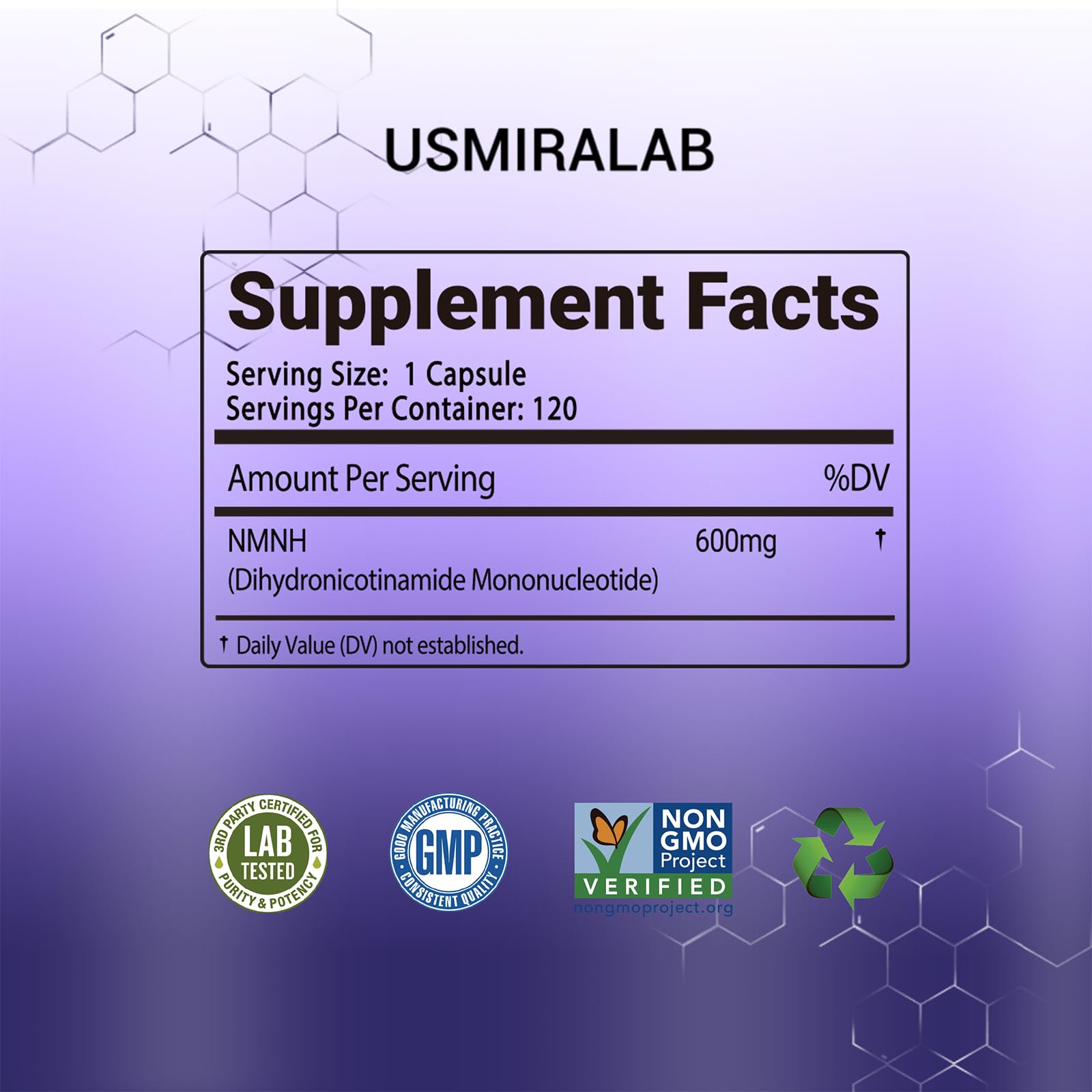 USMIRALAB NMNH capsule closeup highlighting smooth texture and easy daily intake