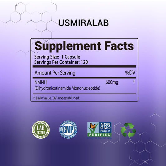 USMIRALAB NMNH capsule closeup highlighting smooth texture and easy daily intake