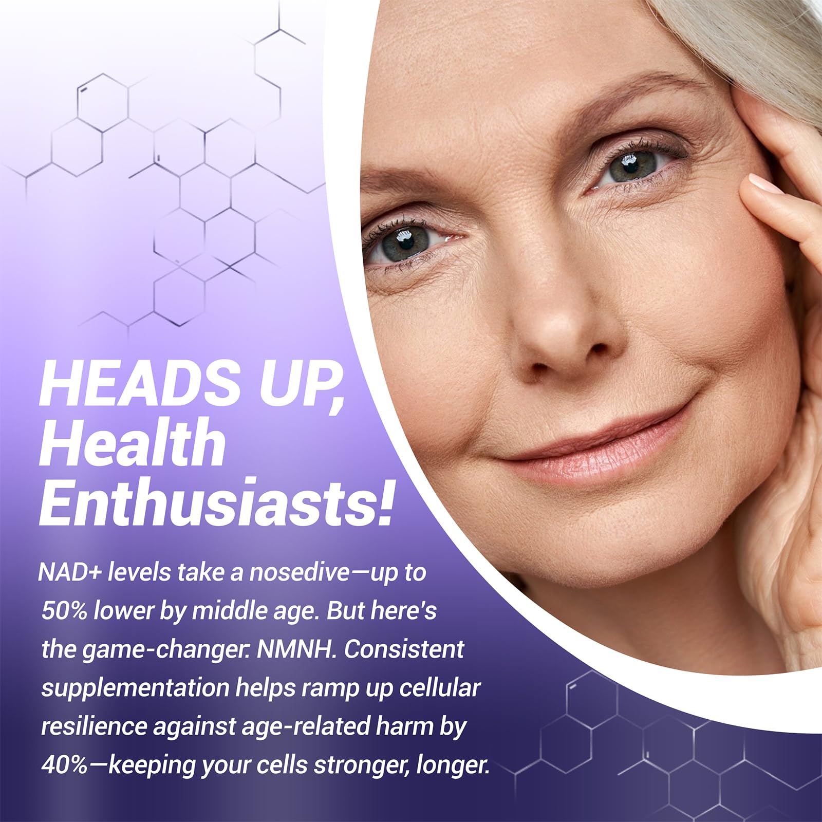 USMIRALAB NMNH packaging box featuring clean vegan, non-GMO branding