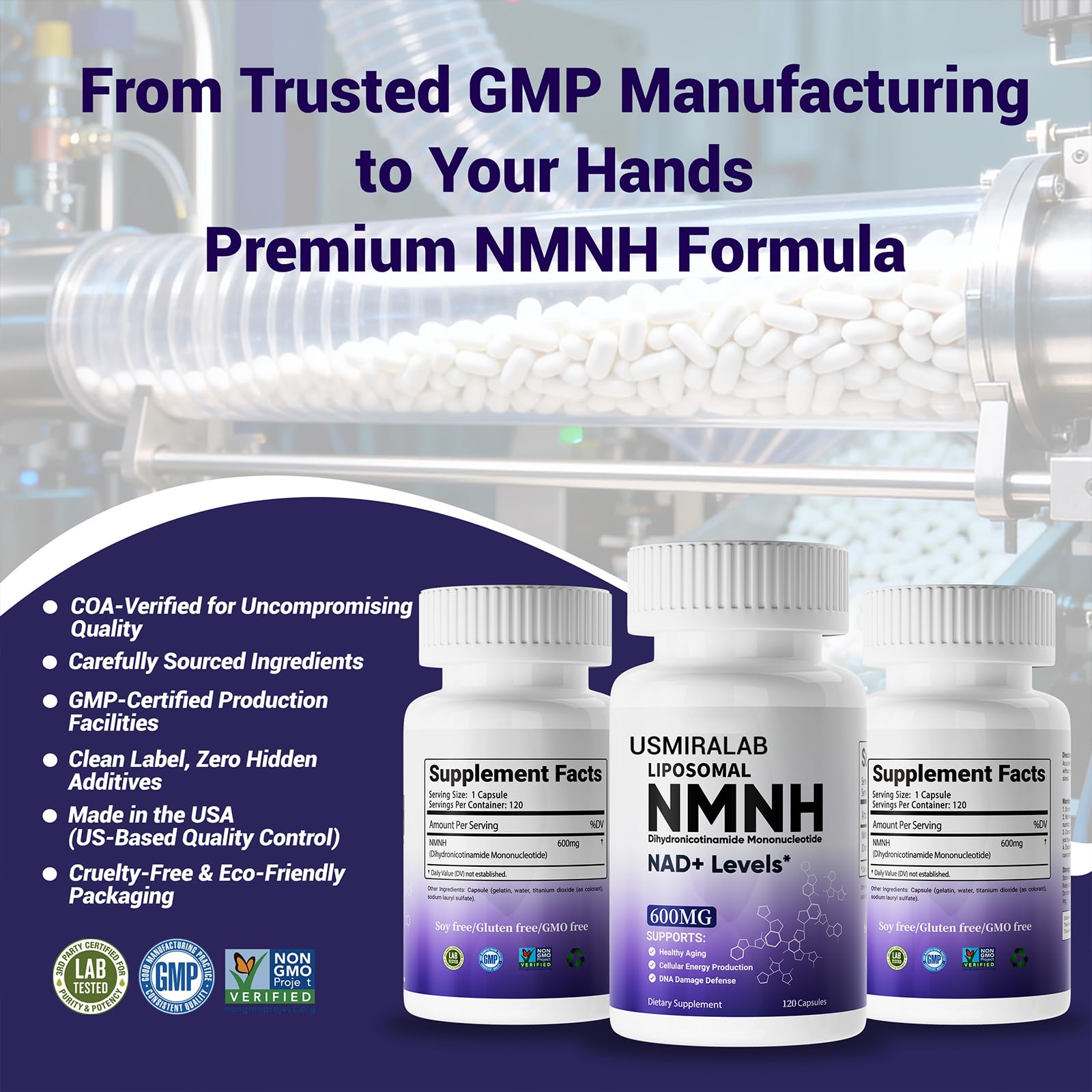 USMIRALAB USA-made cgmp facility seal to illustrate quality origin