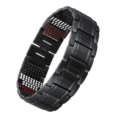 USWEL Strengthen bracelet front view with black PVD coating and four element colors for daily wear.