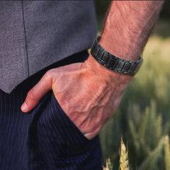 USWEL Strengthen bracelet on wrist demonstrates universal fit and easy sizing.