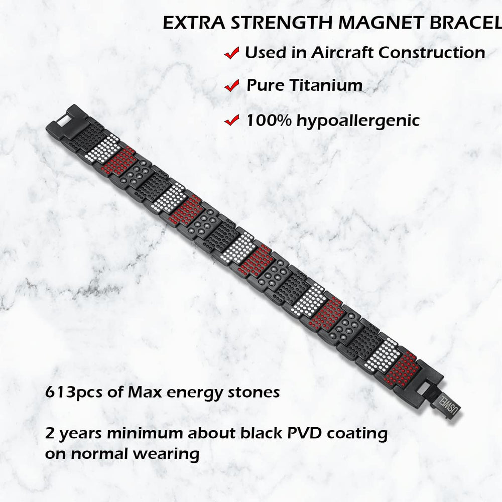 USWEL Strengthen bracelet side view shows secure fold-over clasp and durable titanium build.