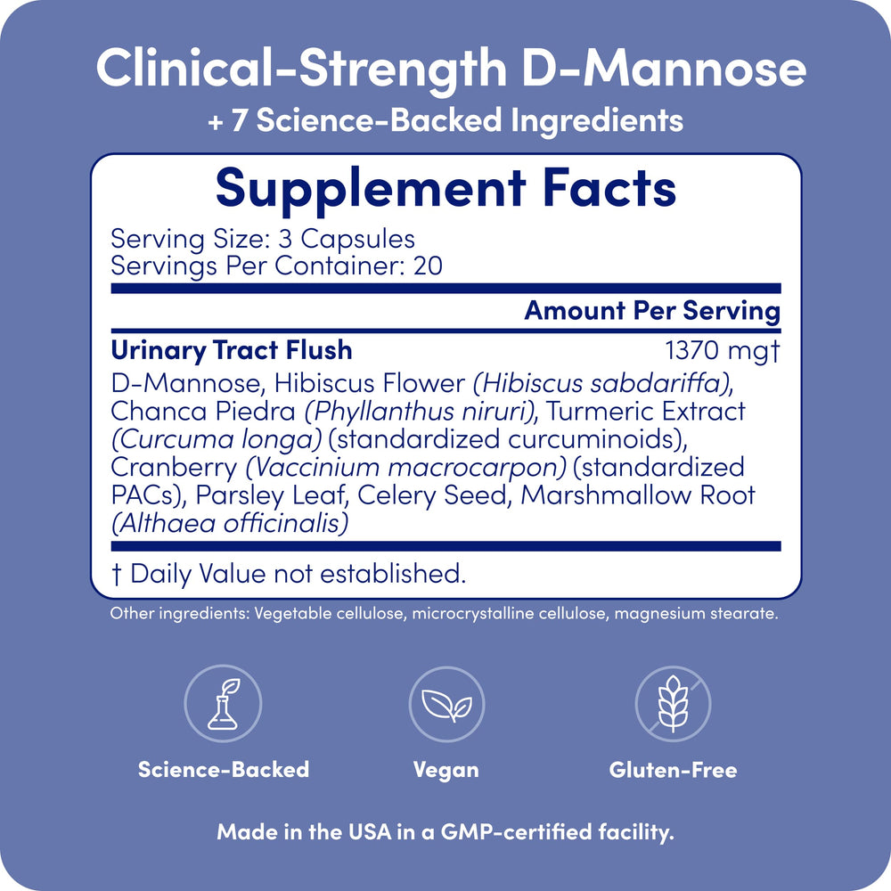 UT-Fem Solution bottle shown with glasses for everyday urinary tract support.