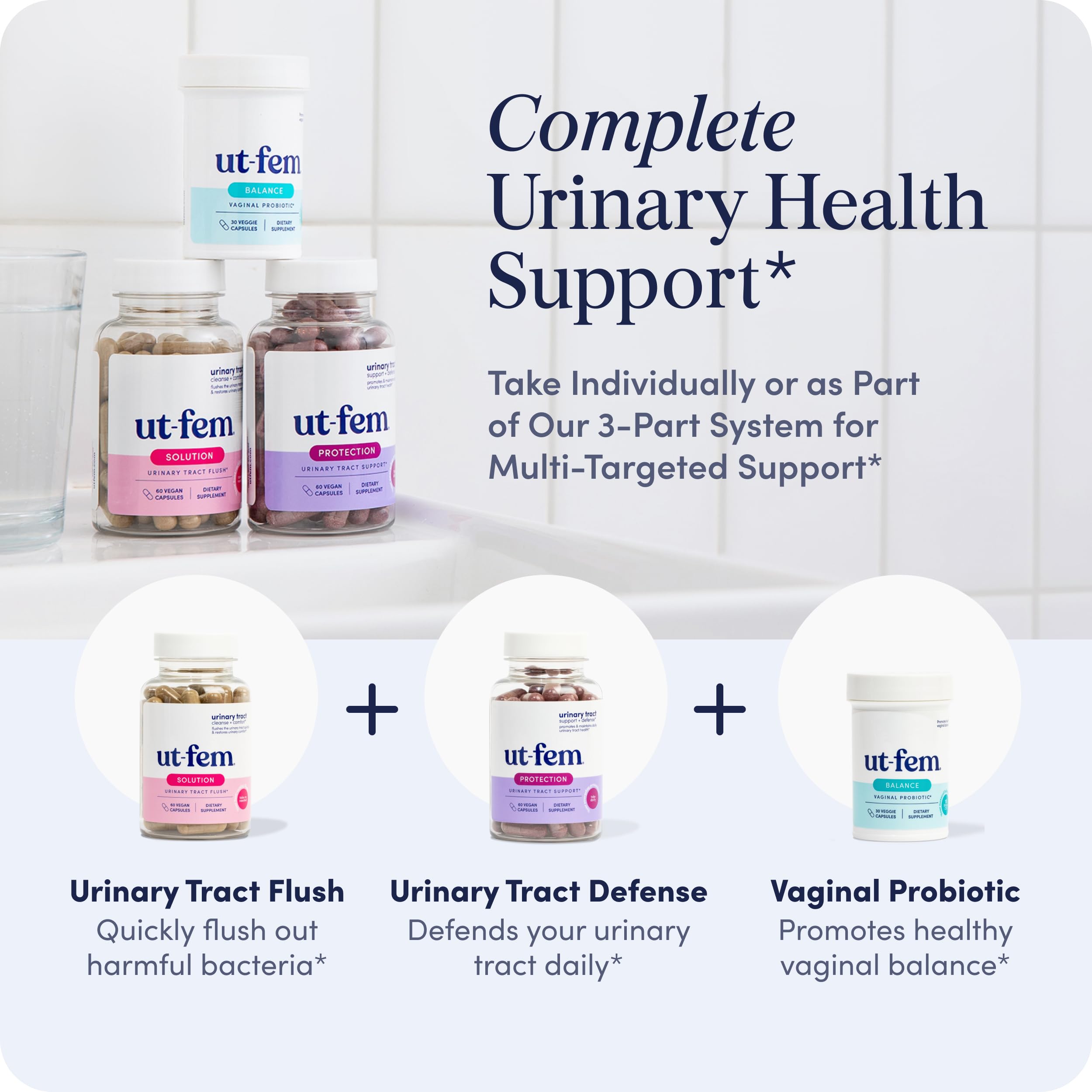 UT-Fem Solution product label with ingredients and usage guidance.