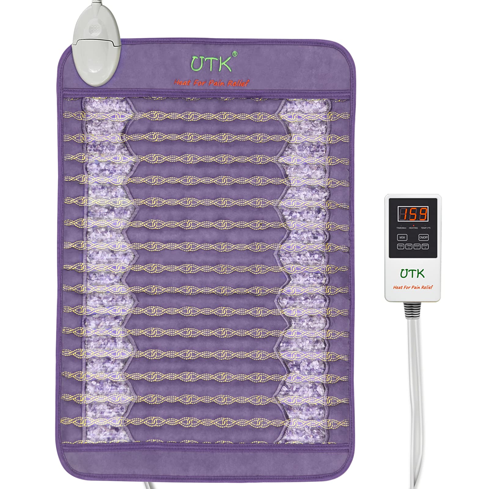 UTK amethyst back heat pad with stones for soothing warmth and daily back relief