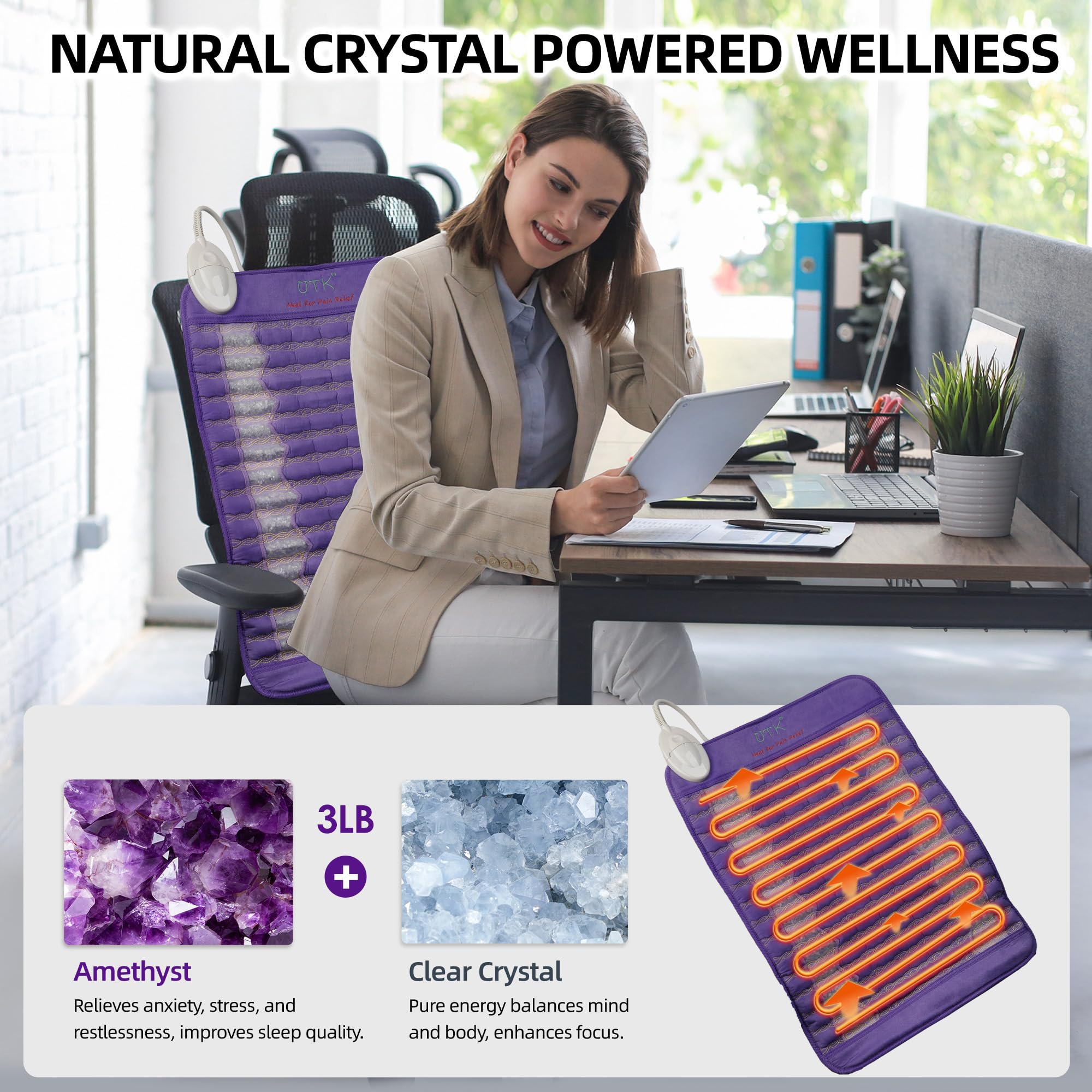 UTK carbon fiber heat panel emitting infrared heat for targeted comfort