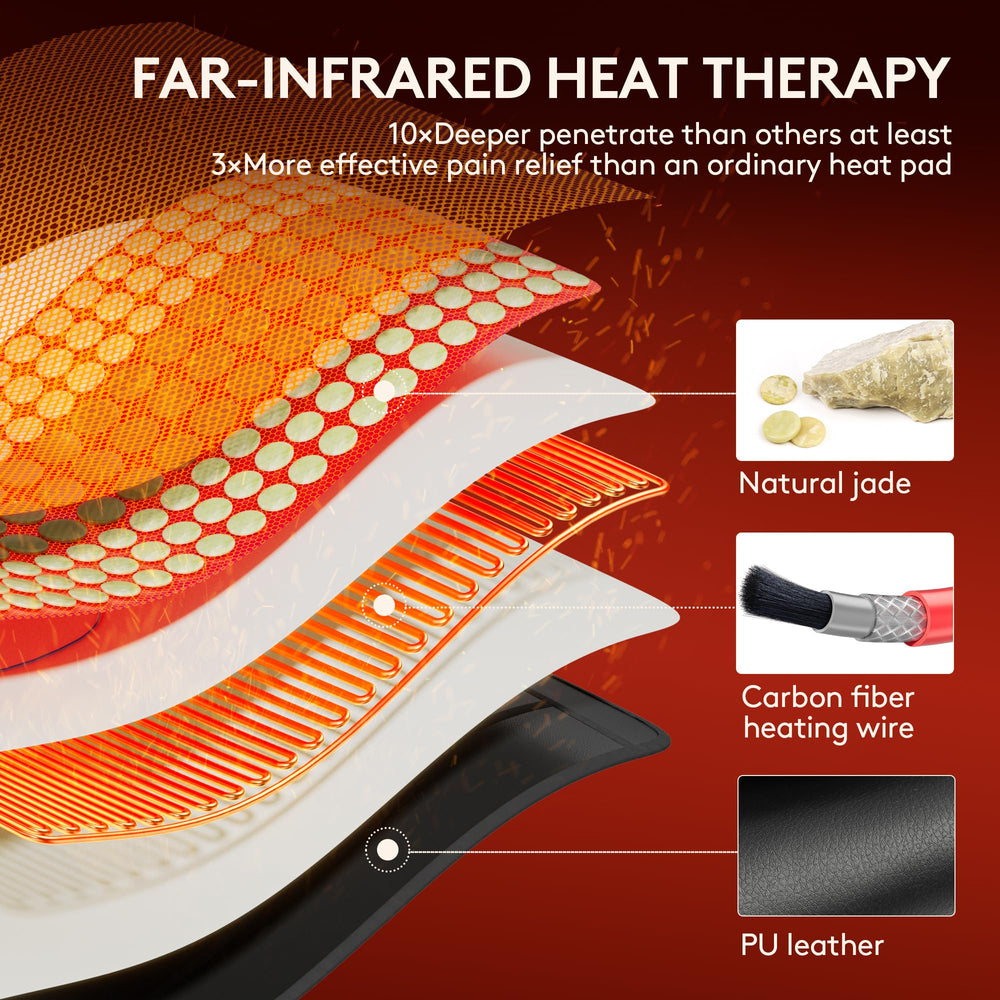 UTK Extra-Large heating pad laid along spine for broad, even heat.