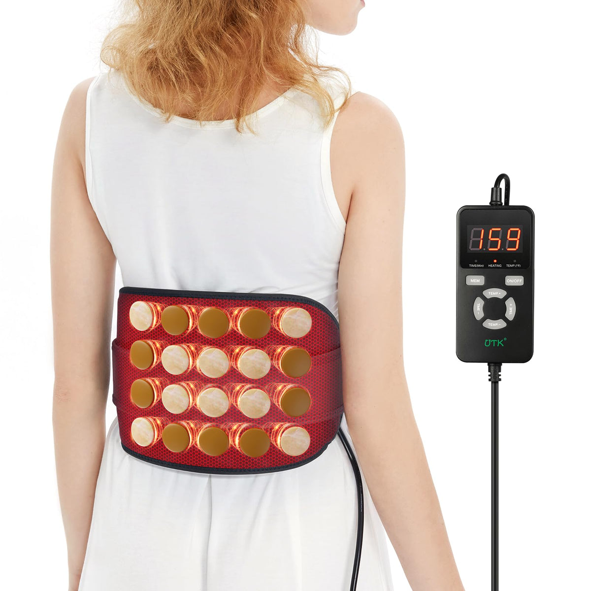 UTK far infrared heating pad focusing on back pain delivers deep warmth