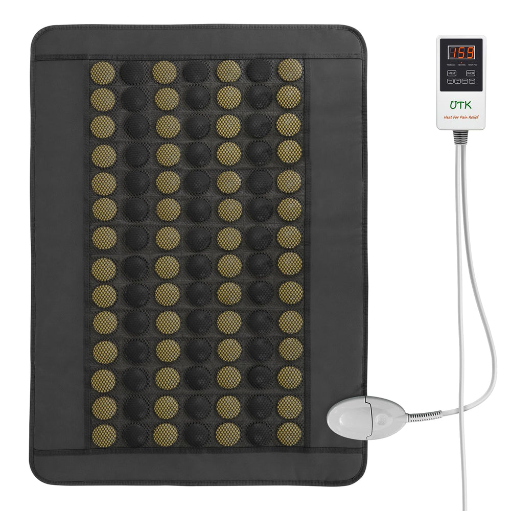 UTK far infrared heating pad with tourmaline stones delivers deep thermotherapy for targeted back relief.