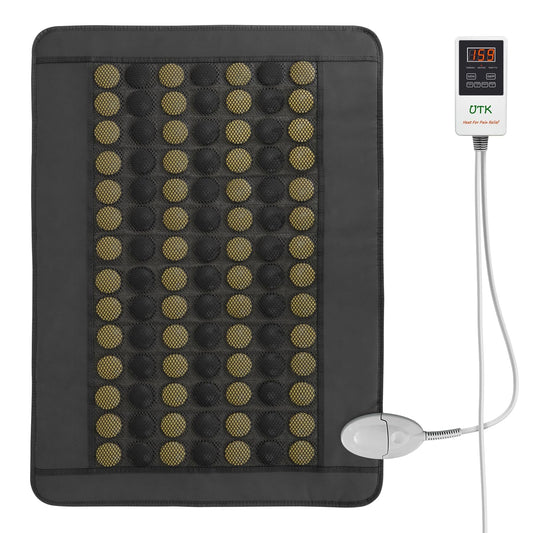 UTK far infrared heating pad with tourmaline stones delivers deep thermotherapy for targeted back relief.
