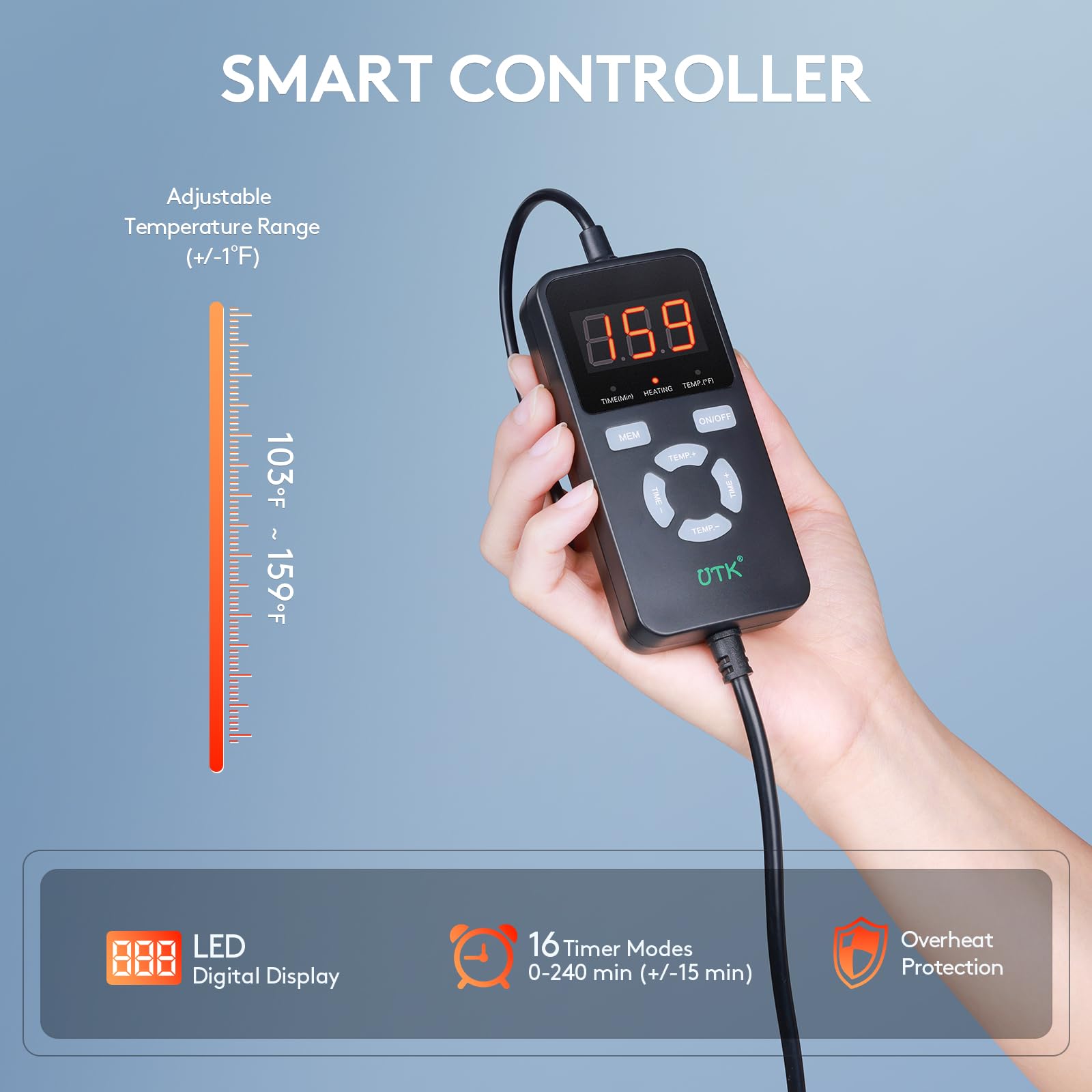 UTK quick-heat performance with carbon fiber wires in under a minute.