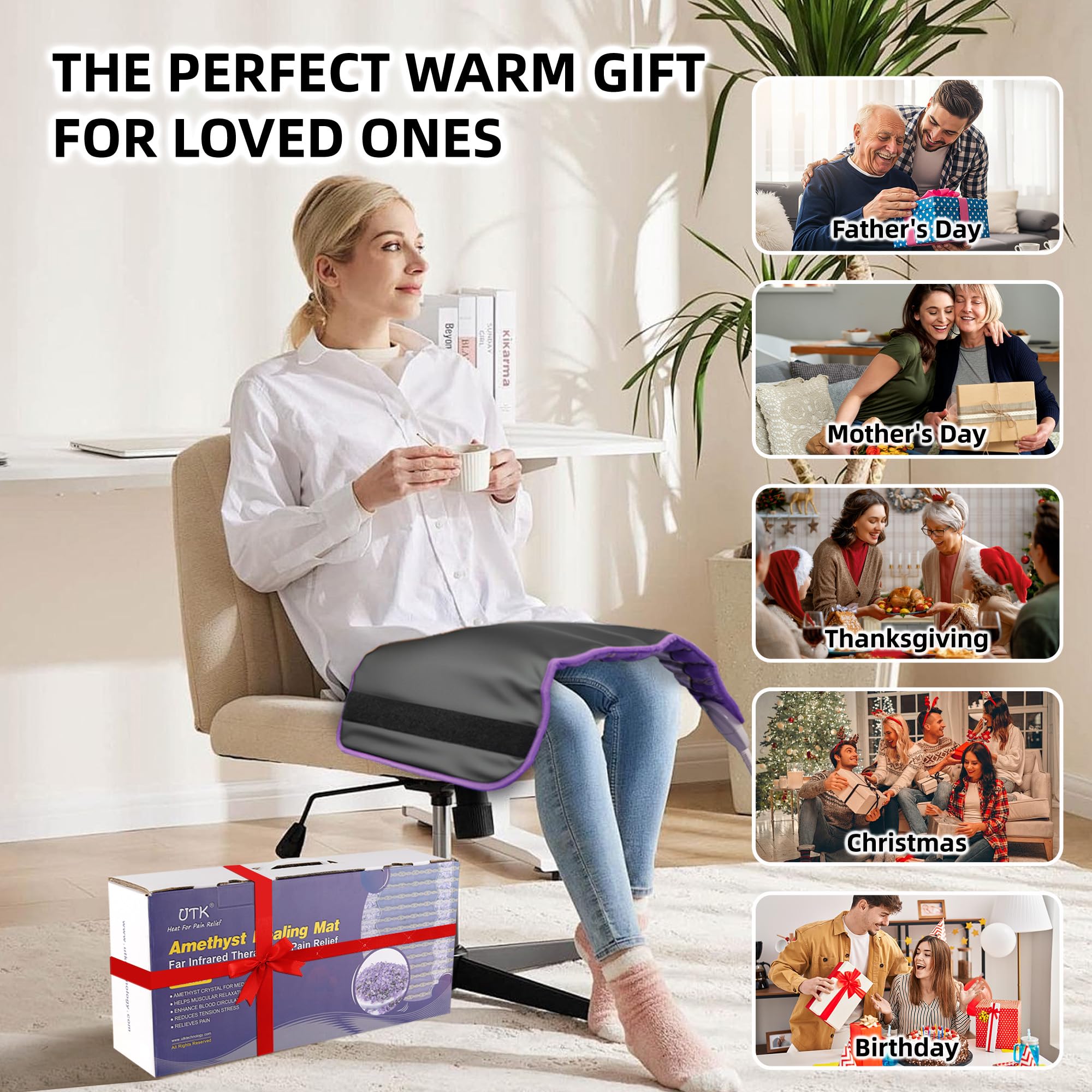 UTK 24x16 inch heat pad with soft cover closeup for skin comfort