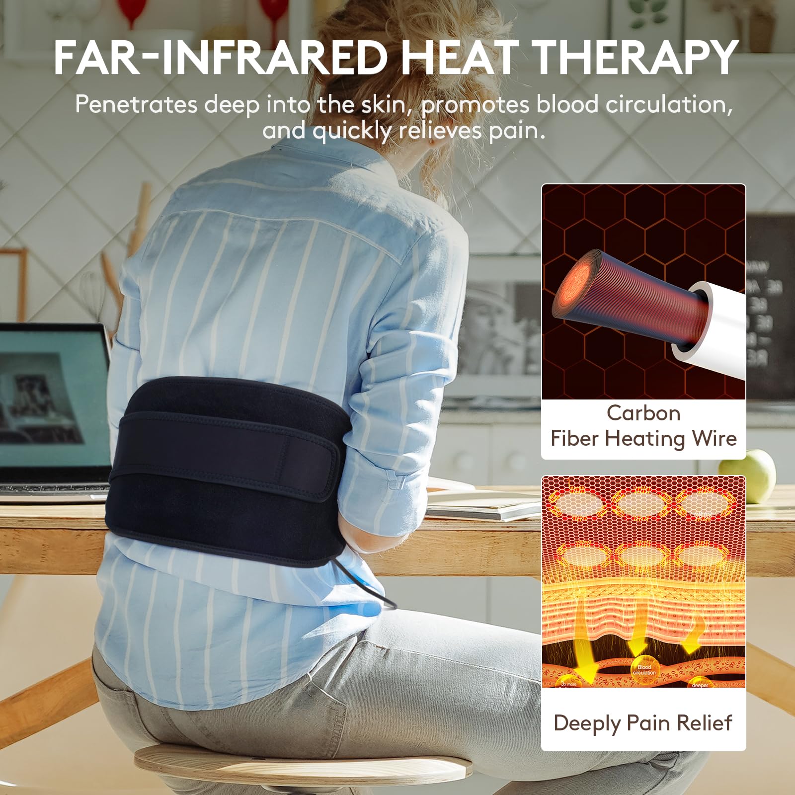 UTK heating pad showing 159°F control for customizable heat