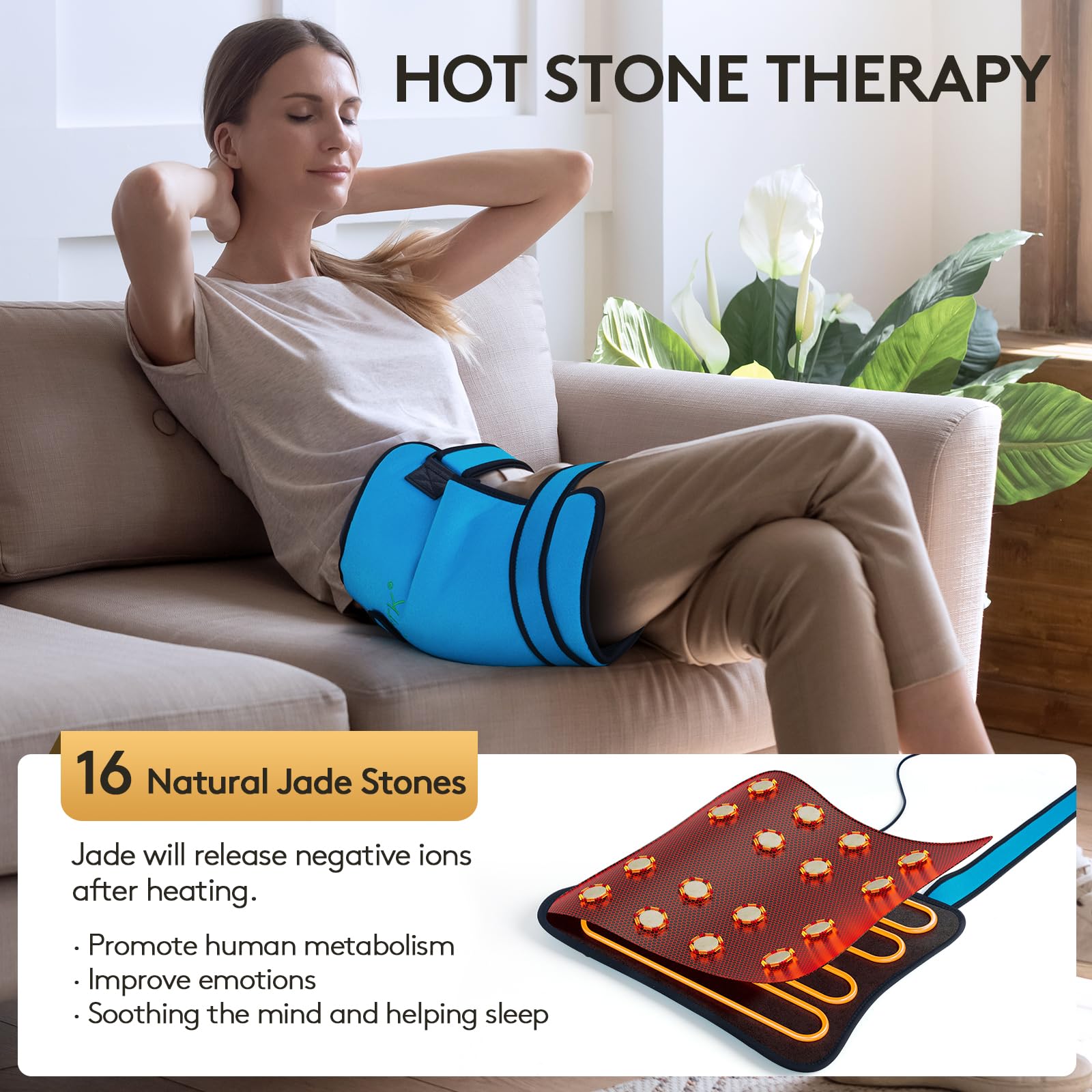 UTK hip heating pad provides targeted warmth on hips for focused comfort.